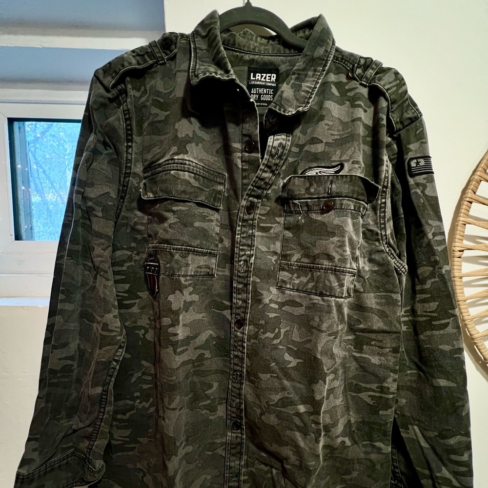 Camo print long jacket